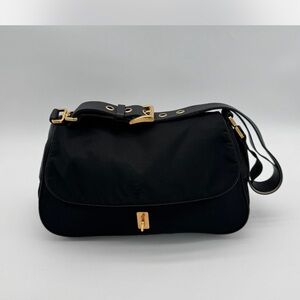Prada Black Shoulder Bag with Gold Accents
